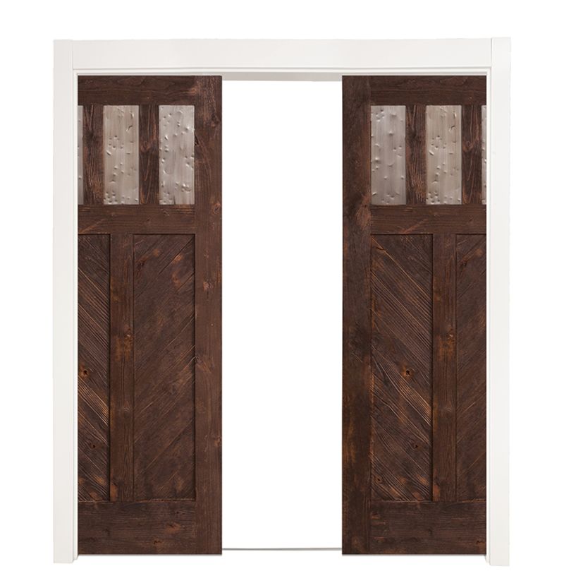 Chevron Double Converging Pocket Doors Rustica